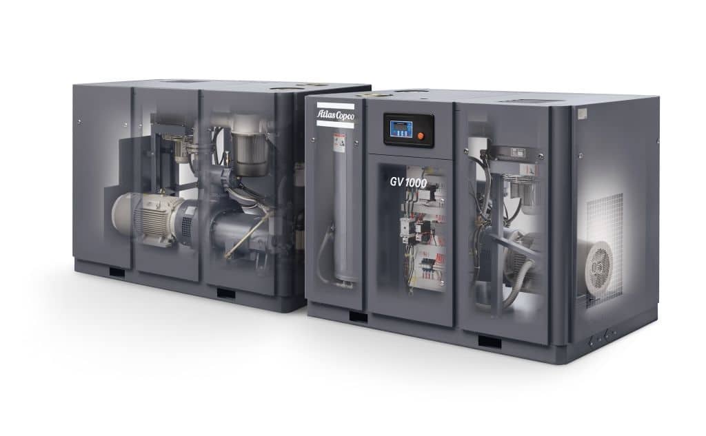 GV 1000 front & back Vacuum pump oil-sealed screw technology